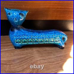 FLAVIA Bittosi Rimini Blue Ceramic Cat Figurine Italian Art Pottery Mid Century