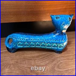 FLAVIA Bittosi Rimini Blue Ceramic Cat Figurine Italian Art Pottery Mid Century