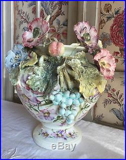 Fabulous Antique French Majolica Impressionist Haviland Planter Vase Art Nouveau