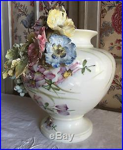 Fabulous Antique French Majolica Impressionist Haviland Planter Vase Art Nouveau