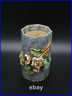 Faience Manufacture Co Majolica Barbotine Gros Relief Flower Vase