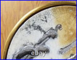 Fine Decorative Ceramic Asian Art Pottery Tile in Wood Frame ca. 20th c