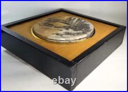 Fine Decorative Ceramic Asian Art Pottery Tile in Wood Frame ca. 20th c