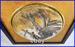 Fine Decorative Ceramic Asian Art Pottery Tile in Wood Frame ca. 20th c