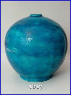 Fine French Art Deco Edmond Raoul Lachenal Ceramic Pottery Ball Vase Lamp Base