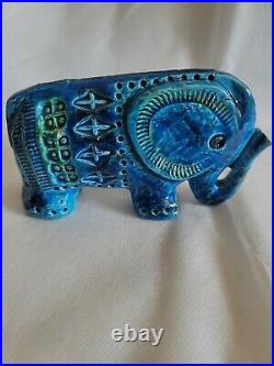 Flavia Montelupo Italian Ceramic Blue Rimini Bitossi Elephant Sculpture