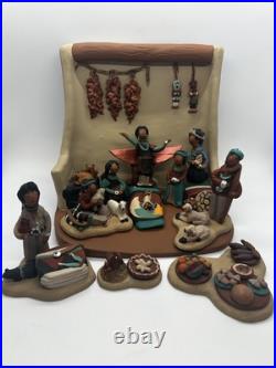Folk Art Pottery Pueblo Crèche Nativity Terra Cotta Ceramic April Romo De Vivar