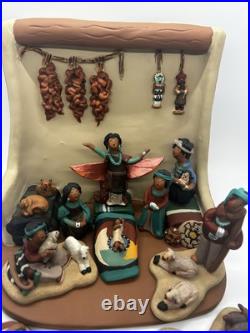 Folk Art Pottery Pueblo Crèche Nativity Terra Cotta Ceramic April Romo De Vivar