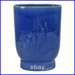 Ford Ceramic Arts 1930s Vintage Ohio Art Pottery Blue Pegasus Ceramic Vase