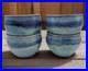 Four Signed Studio Art Pottery deep Blue Drip Glaze Swirl Bowls, home decor 5x4