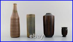 Four Wallåkra vases in glazed ceramics. Swedish design, 1960s