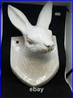 France Bavent Pottery Ceramic Terracotta White Bunny Rabbit Wall Sculpture Bust