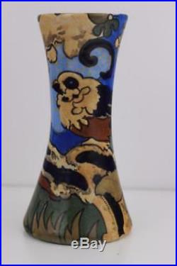 Frederick Rhead Art Deco Bursley Ware Amstel Pattern Ceramic Vase 1930s 16cm Hig