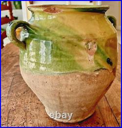 French Antique Ceramic Confit Pot Stoneware Glaze Earthenware Art Pottery