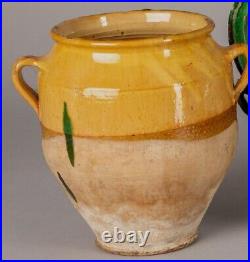 French Antique Terracotta Confit Pot Ceramic Glaze Earthenware Art Pottery