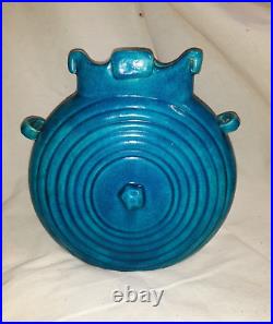 French Art Deco Ceramic Art Pottery Vase Turquoise Glaze