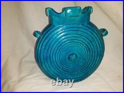 French Art Deco Ceramic Art Pottery Vase Turquoise Glaze