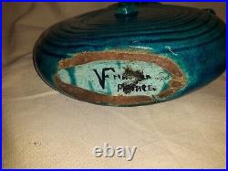 French Art Deco Ceramic Art Pottery Vase Turquoise Glaze