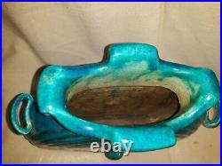 French Art Deco Ceramic Art Pottery Vase Turquoise Glaze