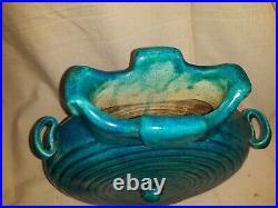 French Art Deco Ceramic Art Pottery Vase Turquoise Glaze