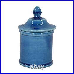 French Art Pottery High Glaze Blue Ceramic Covered Cabinet Jar