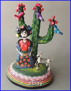 Frida Kahlo Catrina day of the dead ceramic cactus dog folk art Alfonso Castillo