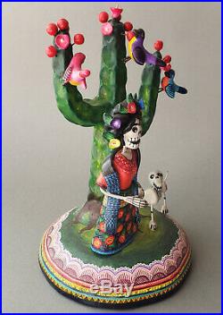 Frida Kahlo Catrina day of the dead ceramic cactus dog folk art Alfonso Castillo