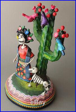 Frida Kahlo Catrina day of the dead ceramic cactus dog folk art Alfonso Castillo