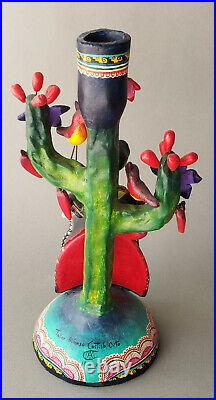 Frida Kahlo Catrina day of the dead ceramic candelabra folk art Alfonso Castillo