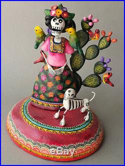 Frida Kahlo Catrina day of the dead ceramic parrots folk art Alfonso Castillo