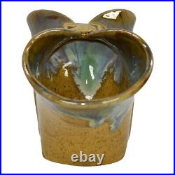 Fulper 1909-1917 Vintage Art Pottery Blue Mustard Yellow Belted Ceramic Vase