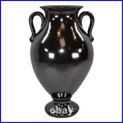 Fulper 1917-27 Vintage Art Pottery Mirror Black Handled Tall Ceramic Vase 565