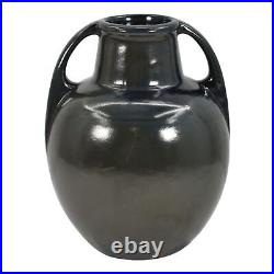 Fulper 1917-34 Vintage Art Pottery Black Blue Glaze Ceramic Vase 643
