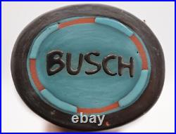 Gail Busch Pottery Abstract Glazed 14 Tall Vessel Vase Signed Busch MCM Ex-Cond