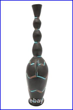 Gail Busch Pottery Abstract Glazed 14 Tall Vessel Vase Signed Busch MCM Ex-Cond