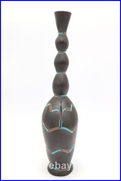 Gail Busch Pottery Abstract Glazed 14 Tall Vessel Vase Signed Busch MCM Ex-Cond