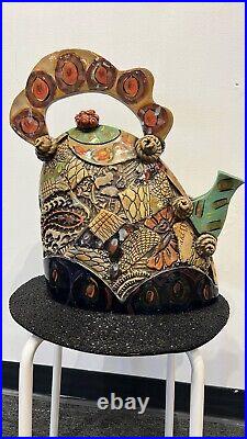 Gail Markiewicz Ceramic Art, teapot, hand painted, collectable