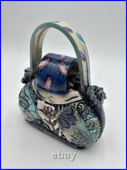 Gail Markiewicz Ceramic Textured Purse Handbag Sculpture Whimsical Art Pottery