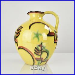German Suprematism Art Deco Bauhaus Era Pottery Jug Vase Handpainted
