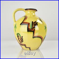 German Suprematism Art Deco Bauhaus Era Pottery Jug Vase Handpainted