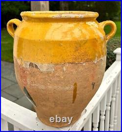 Giant French Antique Ironstone Confit Pot Stoneware Glaze Ceramic Art Pottery