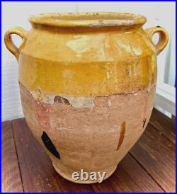 Giant French Antique Ironstone Confit Pot Stoneware Glaze Ceramic Art Pottery