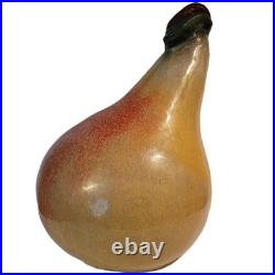 Giant Pear Art Pottery Ceramic Sculpture Ombre Yellow Green Red 13 Inch Fruit