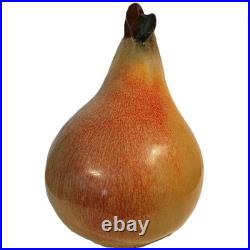 Giant Pear Art Pottery Ceramic Sculpture Ombre Yellow Green Red 13 Inch Fruit