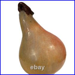 Giant Pear Art Pottery Ceramic Sculpture Ombre Yellow Green Red 13 Inch Fruit