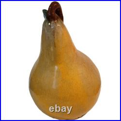 Giant Pear Art Pottery Ceramic Sculpture Ombre Yellow Green Red 13 Inch Fruit