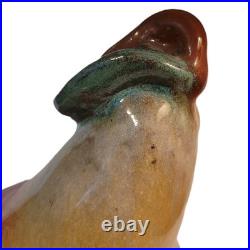 Giant Pear Art Pottery Ceramic Sculpture Ombre Yellow Green Red 13 Inch Fruit
