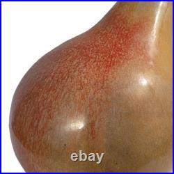Giant Pear Art Pottery Ceramic Sculpture Ombre Yellow Green Red 13 Inch Fruit