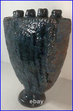 Glazed Ceramic Pottery Sea Blue Coral Reef Table Art. MSRP $699 One Of A Kind