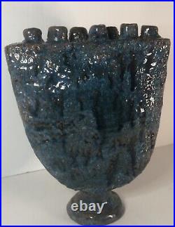 Glazed Ceramic Pottery Sea Blue Coral Reef Table Art. MSRP $699 One Of A Kind